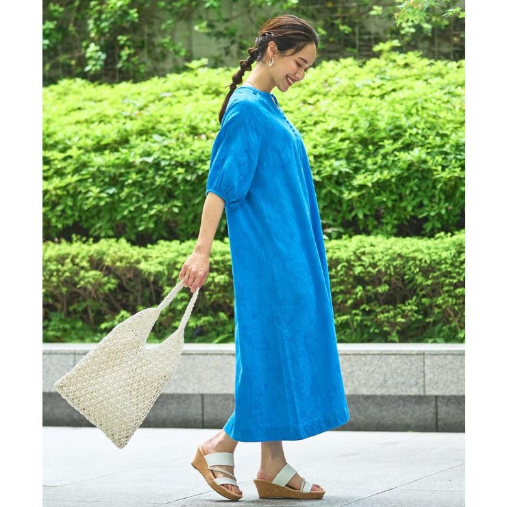 【S-LL/綿100%】上品さ漂う フラワージャカード 5分袖ワンピース | SHOO・LA・RUE | 詳細画像21 