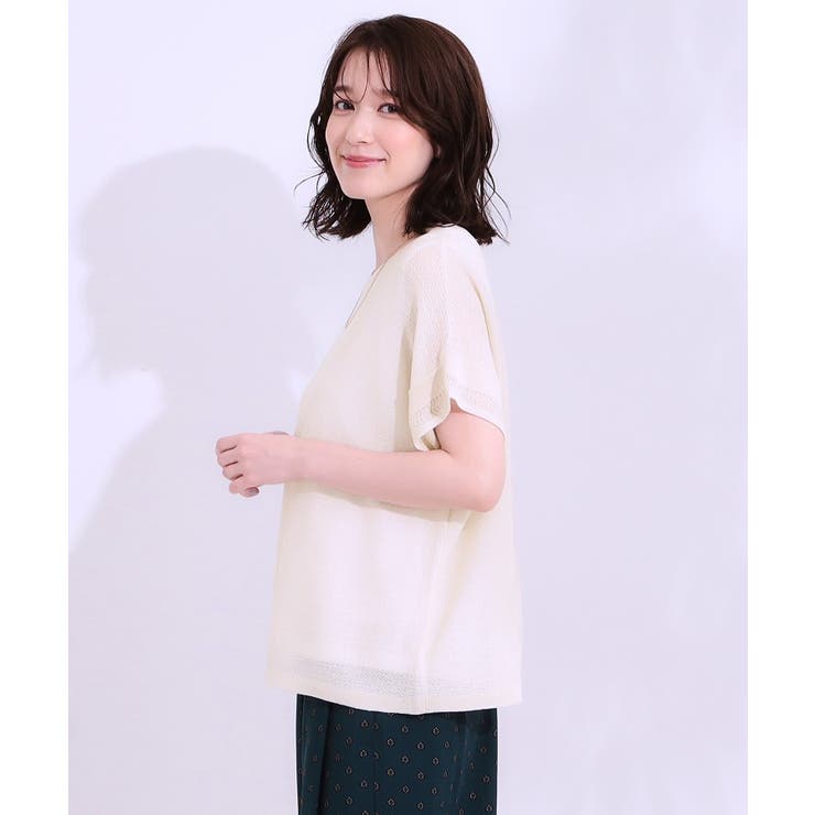 【S-LL/2点セット】涼やかに楽に決まる タンクトップ＋編み柄ニット | SHOO・LA・RUE | 詳細画像6 