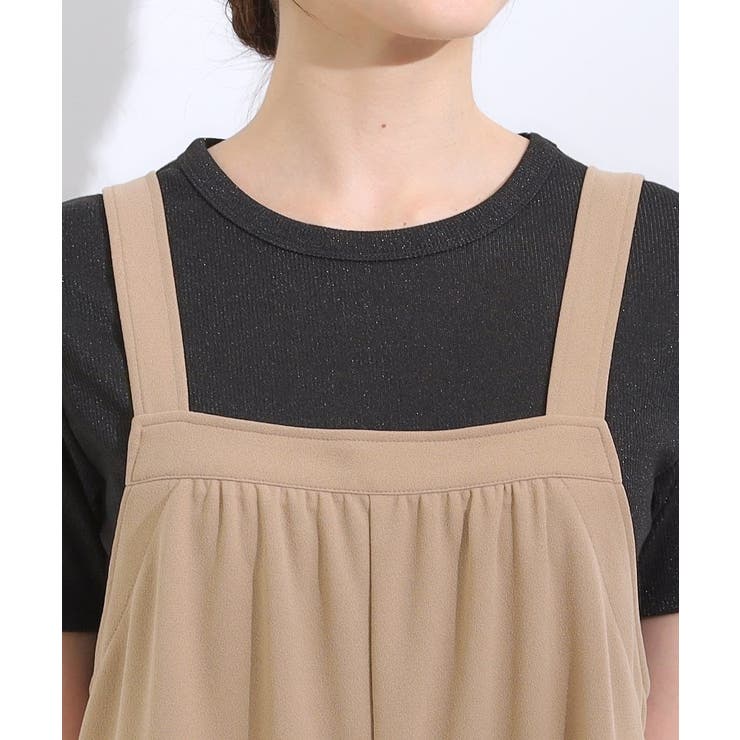 【洗える/S-LL】裏がサラサラ やわらか ギャザーサロペット | SHOO・LA・RUE | 詳細画像16 