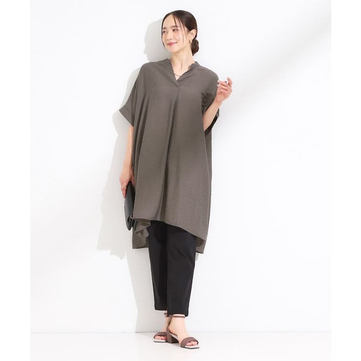 【S-LL/ひんやり】涼しく楽に体型カバー ゆったりスキッパー半袖チュニック | SHOO・LA・RUE | 詳細画像7 