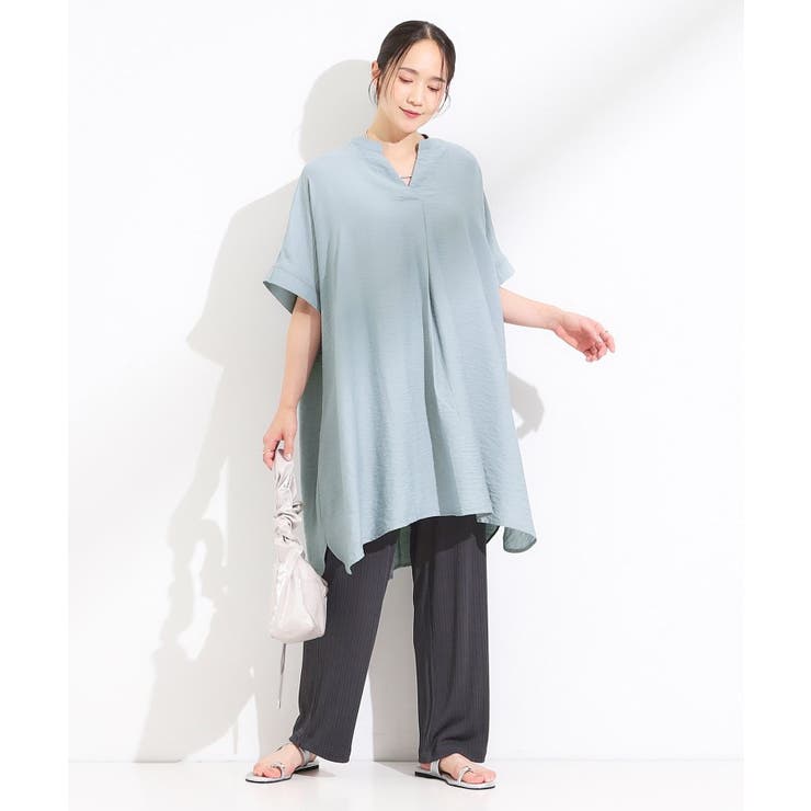 【S-LL/ひんやり】涼しく楽に体型カバー ゆったりスキッパー半袖チュニック | SHOO・LA・RUE | 詳細画像11 