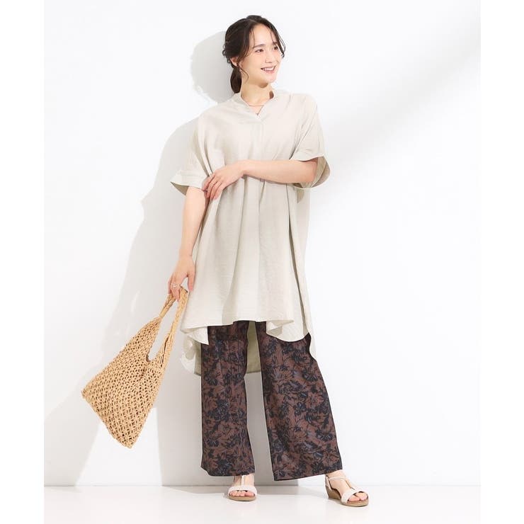 【S-LL/ひんやり】涼しく楽に体型カバー ゆったりスキッパー半袖チュニック | SHOO・LA・RUE | 詳細画像15 