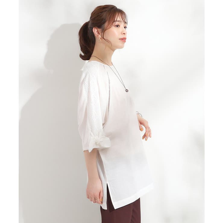 【S-LL】お袖デザインが華やか はしごレースチュニック | SHOO・LA・RUE | 詳細画像2 