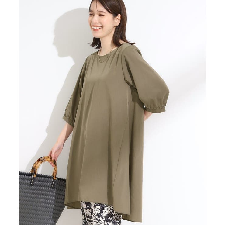 カーキ(027) | コットン風 Aラインチュニックワンピース | SHOO・LA・RUE