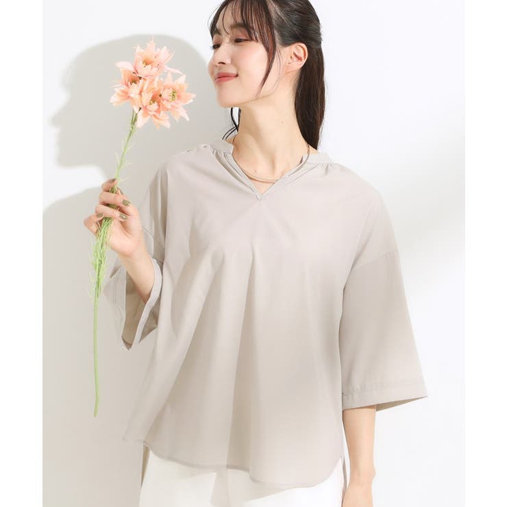 グレージュ(050) | 【S LL 洗濯後しわになりにくい】バックギャザーがアクセント | SHOO・LA・RUE