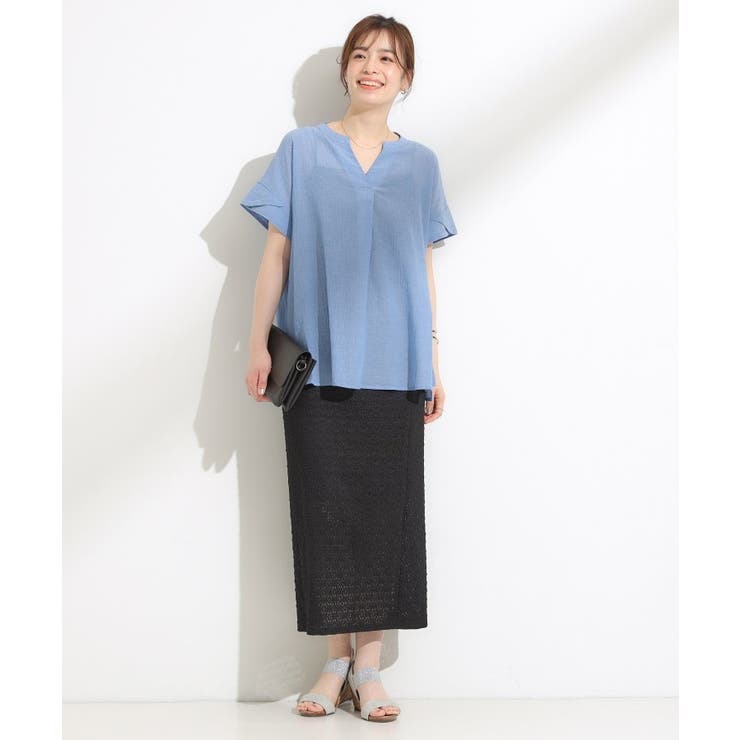 【S-LL】きれいに体型カバー さらシャリコットン スキッパーシャツ | SHOO・LA・RUE | 詳細画像15 