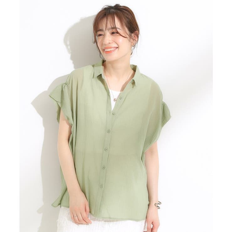 【S-LL】さらシャリコットン 上品なシアー感のデザインシャツ | SHOO・LA・RUE | 詳細画像1 