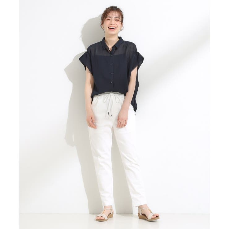 【S-LL】さらシャリコットン 上品なシアー感のデザインシャツ | SHOO・LA・RUE | 詳細画像7 