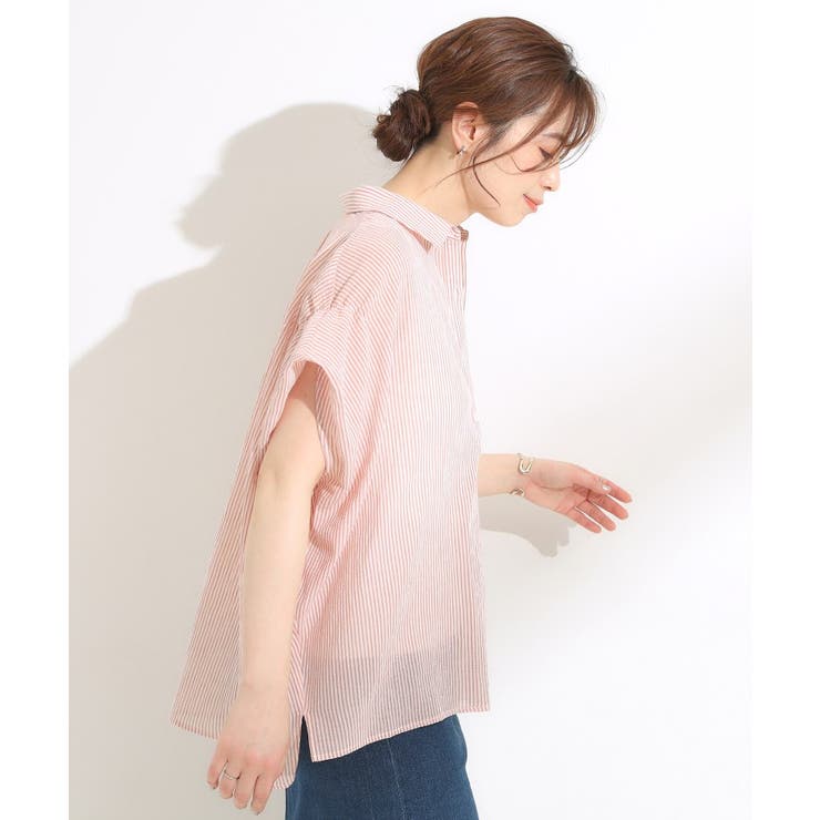 【S-LL】さらシャリコットン 上品なシアー感のデザインシャツ | SHOO・LA・RUE | 詳細画像10 