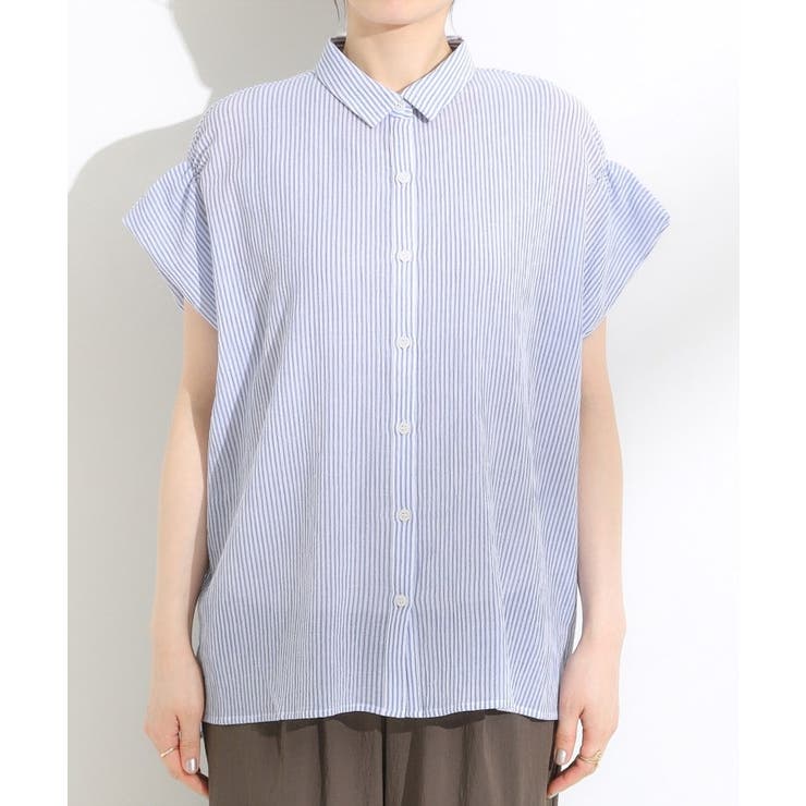 【S-LL】さらシャリコットン 上品なシアー感のデザインシャツ | SHOO・LA・RUE | 詳細画像17 