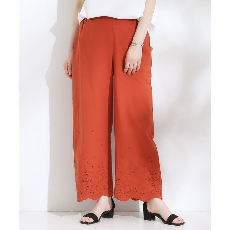 【S-LL】華やかさをプラスする 裾刺繍ストレートパンツ | SHOO・LA・RUE | 詳細画像9 