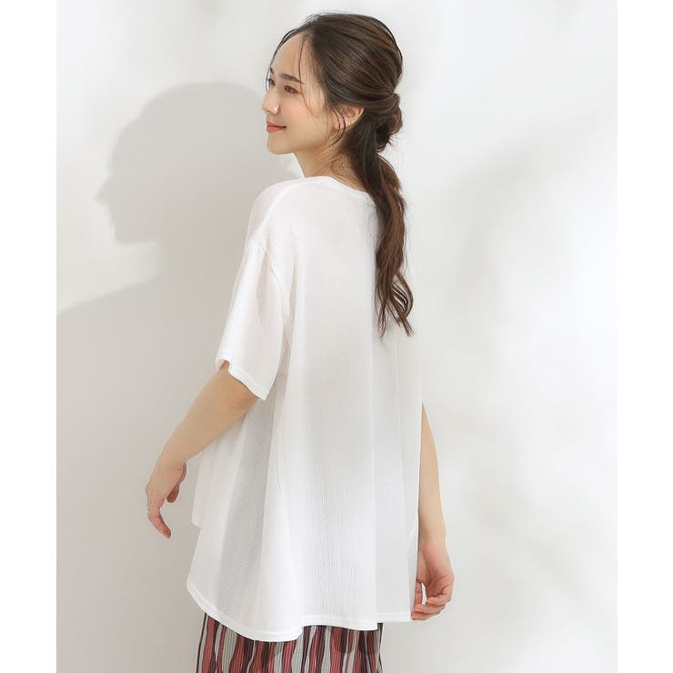 【S-LL/洗える/体型カバー/5分袖】涼しくきれいに決まる Aライントップス | SHOO・LA・RUE | 詳細画像6 