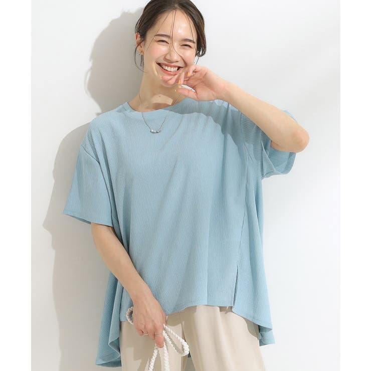ブルー(091) | 【S-LL/洗える/体型カバー/5分袖】涼しくきれいに決まる Aライントップス | SHOO・LA・RUE
