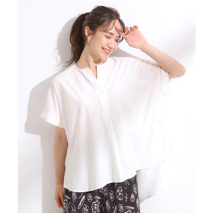 【ひんやり】さらりとしたタッチが上品見え ワンボタンデザイン トップス | SHOO・LA・RUE | 詳細画像1 