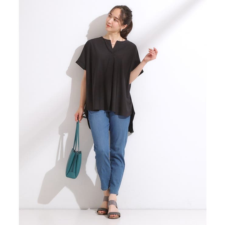 【ひんやり】さらりとしたタッチが上品見え ワンボタンデザイン トップス | SHOO・LA・RUE | 詳細画像7 