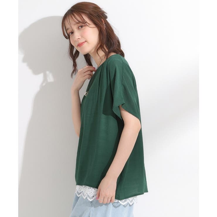 【S-LL】着るだけで簡単にコーデが決まる レースレイヤード風ドルマントップス | SHOO・LA・RUE | 詳細画像10 