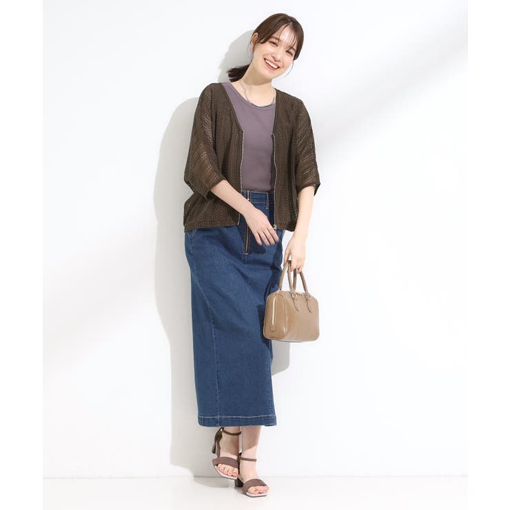 【洗える/S-LL】季節の変わり目に 透かし柄が涼やか ジップブルゾン | SHOO・LA・RUE | 詳細画像11 