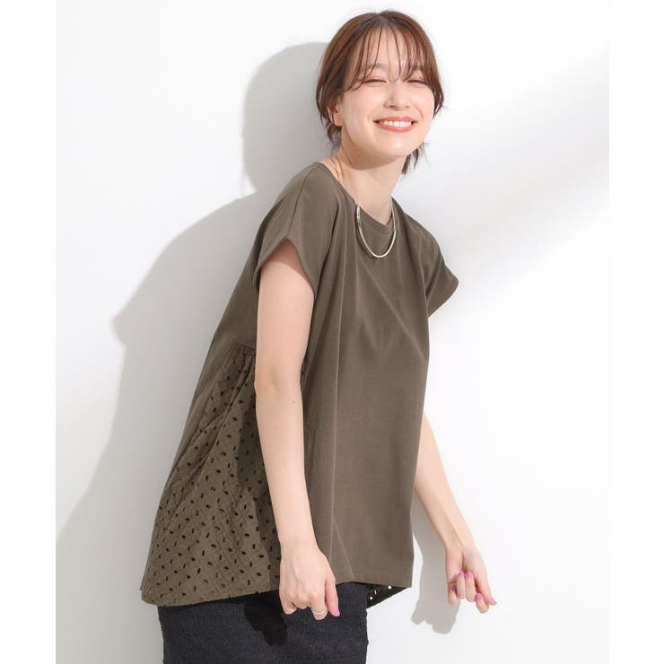 【S-LL/体型カバー】インせずサマ見え レースドッキングトップス | SHOO・LA・RUE | 詳細画像2 