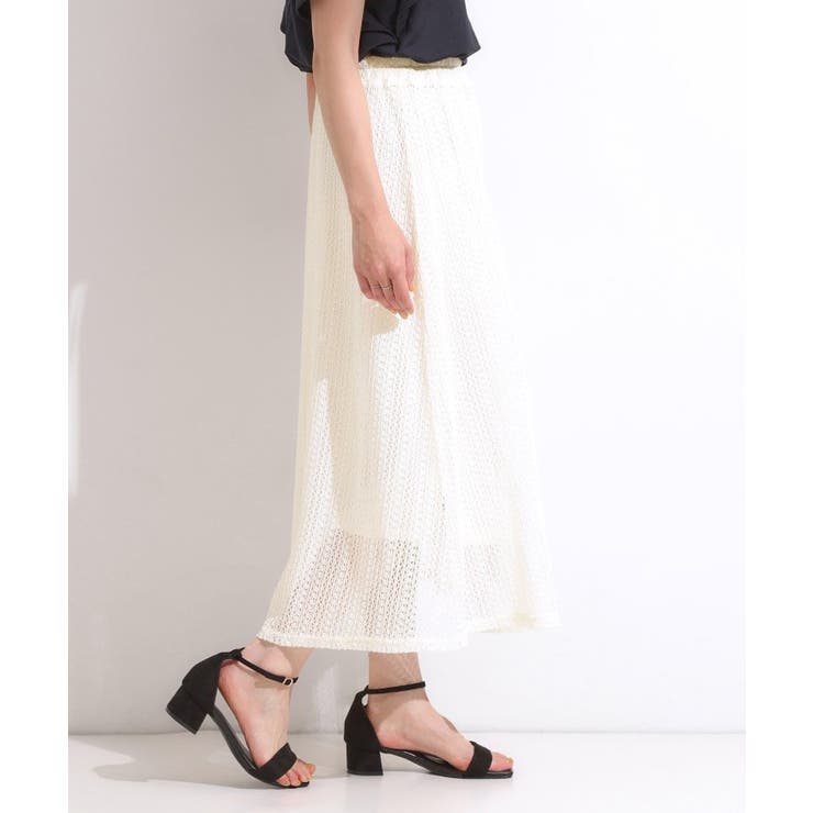 【2WAY】裏地を外してレイヤードにも! レース調スカート | SHOO・LA・RUE | 詳細画像9 