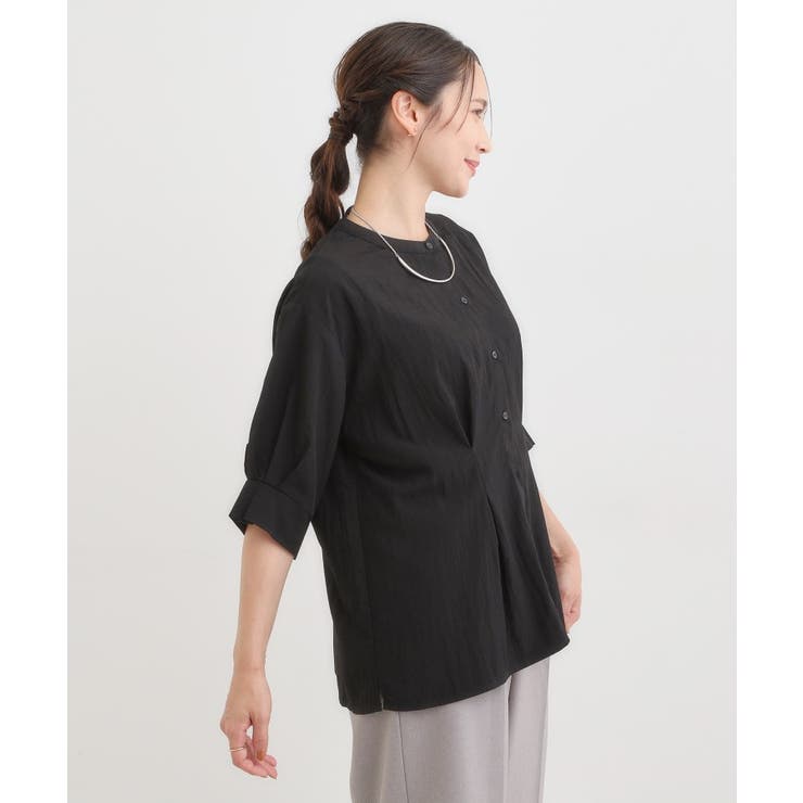【S-LL/ひんやり】ウエストタックで程よくシェイプ 大人の上品ブラウス | SHOO・LA・RUE | 詳細画像2 