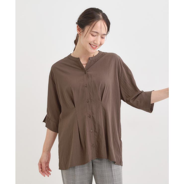 【S-LL/ひんやり】ウエストタックで程よくシェイプ 大人の上品ブラウス | SHOO・LA・RUE | 詳細画像5 