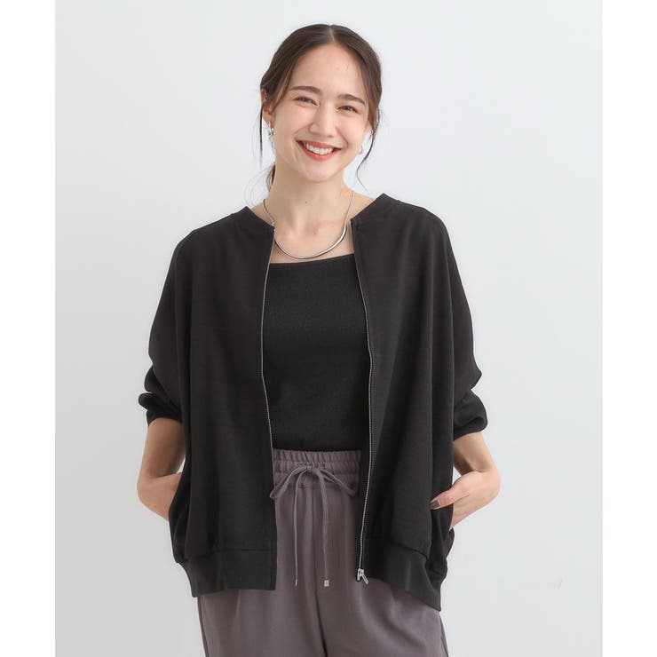 【洗濯機可/S-LL】さっと羽織れる 軽量リブブルゾン | SHOO・LA・RUE | 詳細画像1 