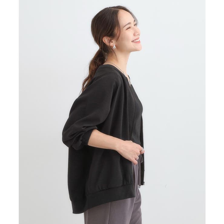 【洗濯機可/S-LL】さっと羽織れる 軽量リブブルゾン | SHOO・LA・RUE | 詳細画像2 