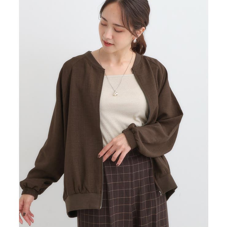 ブラウン(043) | 【洗濯機可/S-LL】さっと羽織れる 軽量リブブルゾン | SHOO・LA・RUE