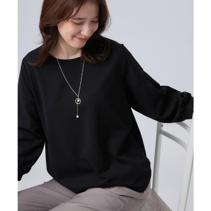 ブラック(019) | 【着丈選べる 2点セット】大人のきれい見え ネックレス付き | SHOO・LA・RUE