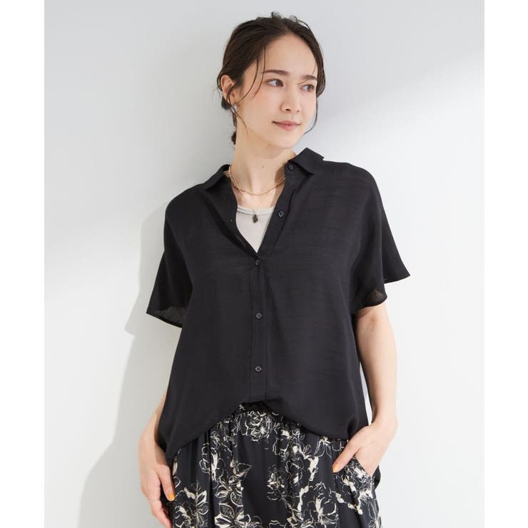 【ひんやり/UV】ほんのりシアーで上品な バックギャザーブラウス | SHOO・LA・RUE | 詳細画像1 
