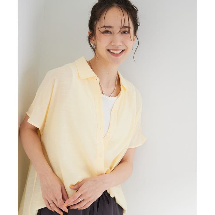イエロー(031) | 【ひんやり/UV】ほんのりシアーで上品な バックギャザーブラウス | SHOO・LA・RUE