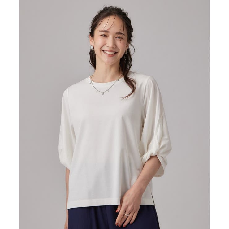 Tシャツ以上ブラウス未満 ツイストスリーブの上品トップス | SHOO・LA・RUE | 詳細画像1 