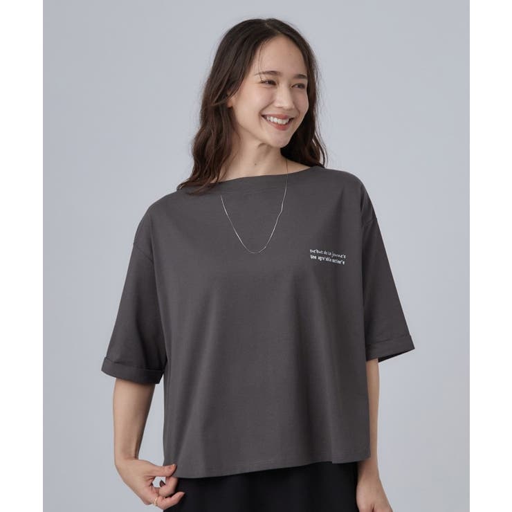 【ひんやり/体型カバー】首元すっきり ゆるバックギャザーTシャツ | SHOO・LA・RUE | 詳細画像1 