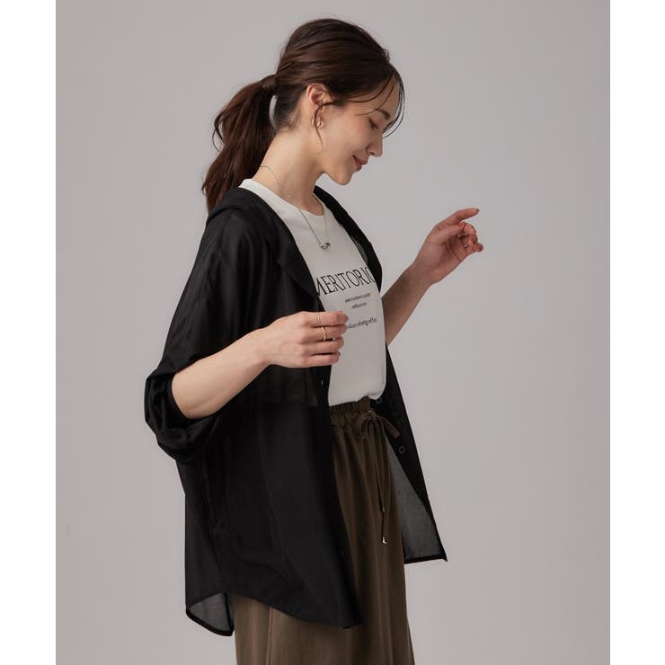 【洗濯機可/体型カバー】程よい透け感の ゆるシア―シャツパーカ | SHOO・LA・RUE | 詳細画像6 