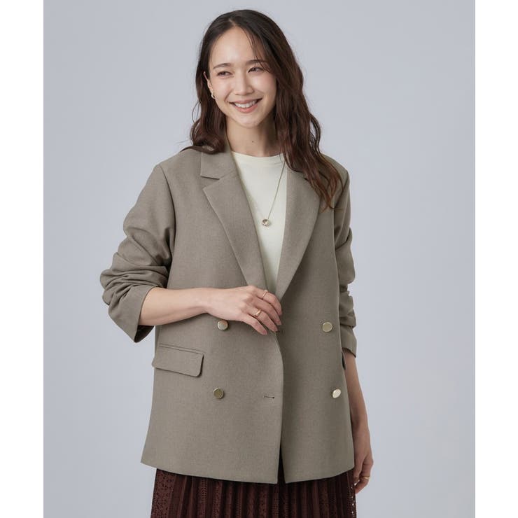 【セットアップ可/洗濯後しわになりにくい】ウールフィール ダブルジャケット | SHOO・LA・RUE | 詳細画像3 