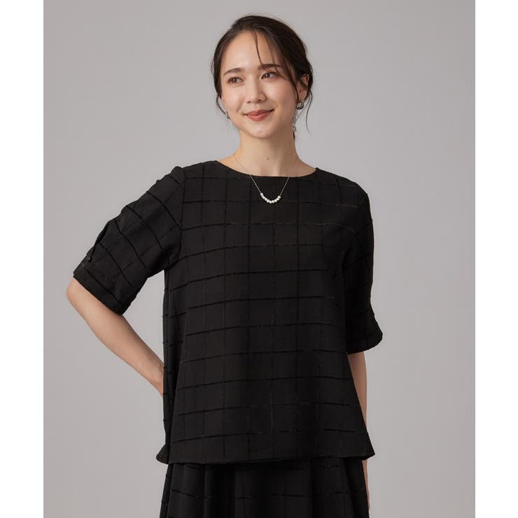 【セットアップ可/S-LL】モールチェックで上品に タックスリーブ ブラウス | SHOO・LA・RUE | 詳細画像2 