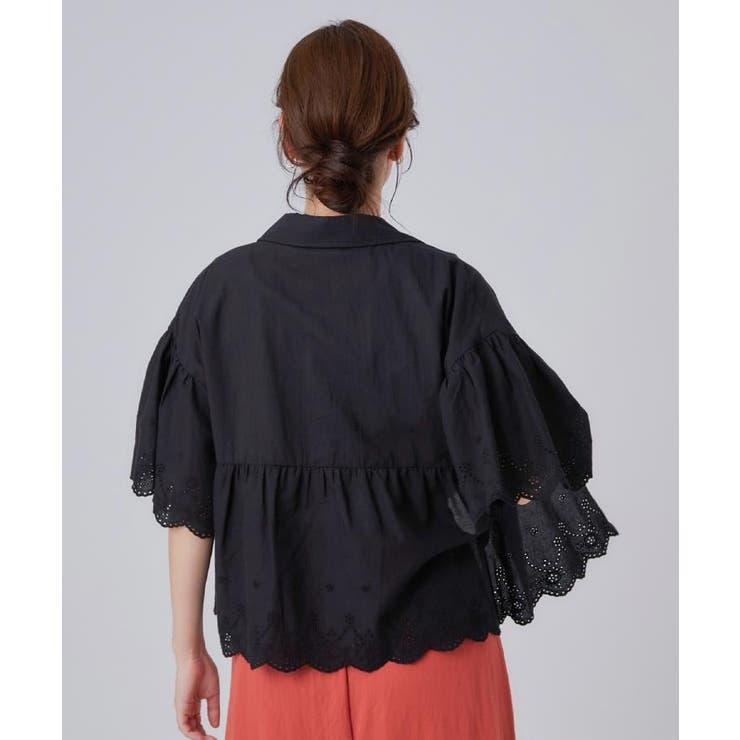 【洗濯機可 綿100％】刺繍レースがこなれ見え インせず着られるペプラムブラウス | SHOO・LA・RUE | 詳細画像6 
