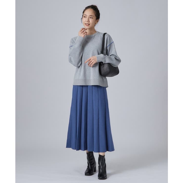 【洗濯機可/S-LL】もちもちで心地よい もちここニットプリーツスカート | SHOO・LA・RUE | 詳細画像19 