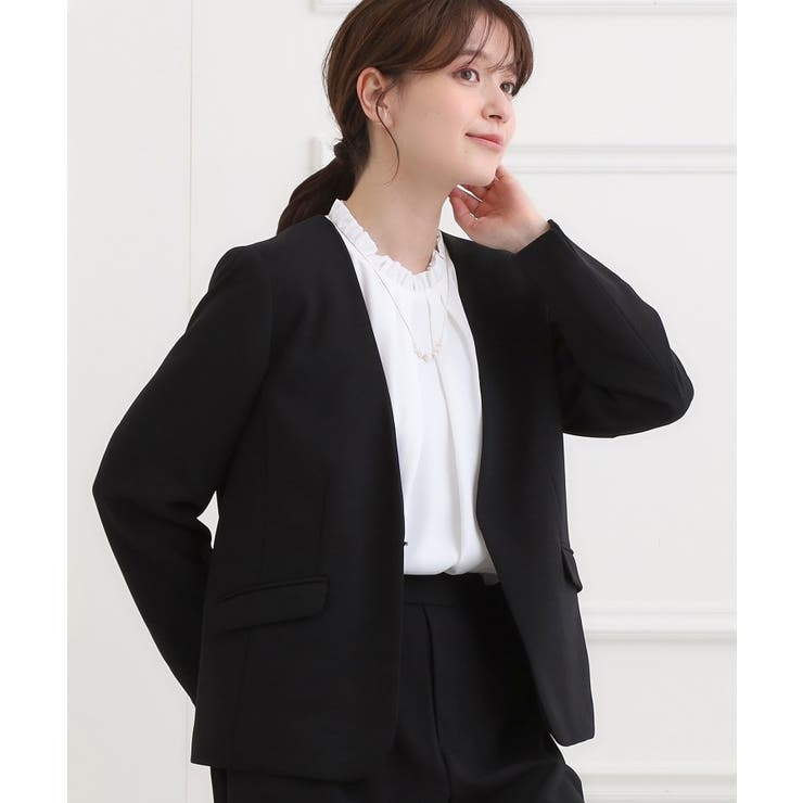 ブラック(019) | きちんと楽に。カットジョーゼットジャケット | SHOO・LA・RUE