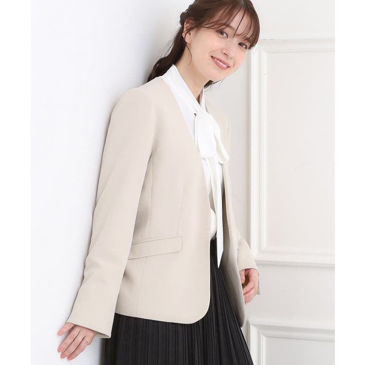 グレージュ(050) | きちんと楽に。カットジョーゼットジャケット | SHOO・LA・RUE