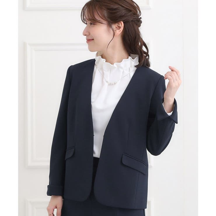 ネイビー(094) | きちんと楽に。カットジョーゼットジャケット | SHOO・LA・RUE