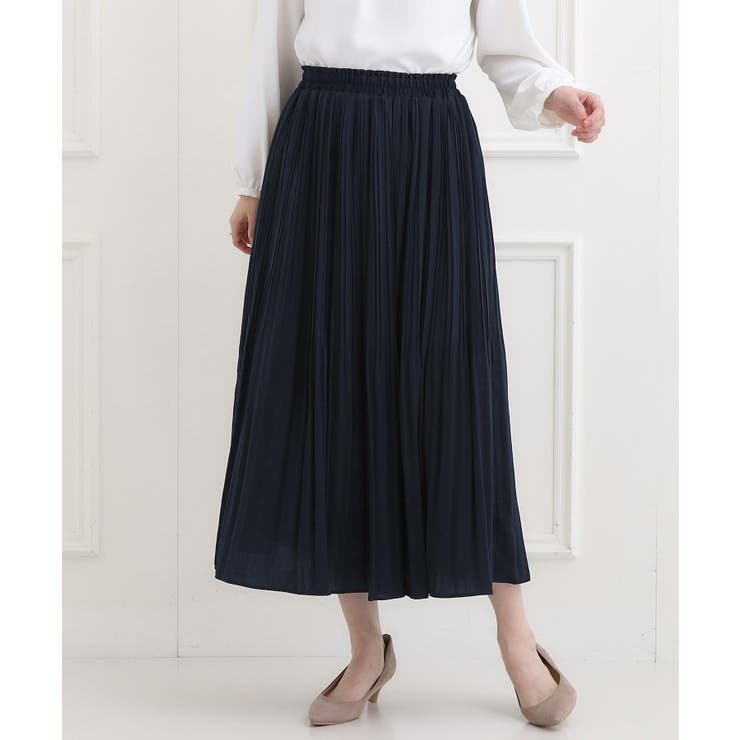 ネイビー(094) | 【洗濯機可/着丈選べる】軽やかプリーツスカート | SHOO・LA・RUE