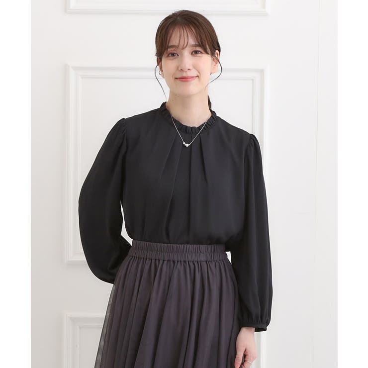 【洗濯機可/裏地つき】プチリルで上品に クルーネックブラウス | SHOO・LA・RUE | 詳細画像5 