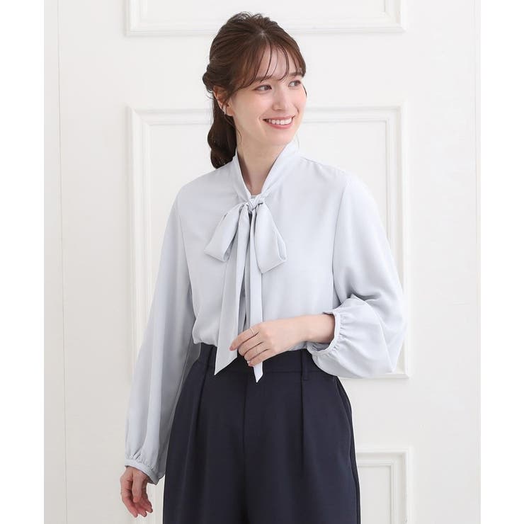 【洗濯機可/S-3L】やわらかなリボンボウタイが魅力 大人の華やかブラウス | SHOO・LA・RUE | 詳細画像11 