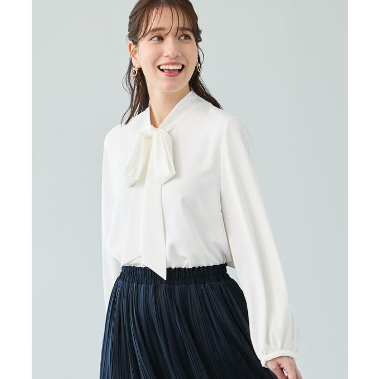 【洗濯機可/S-3L】やわらかなリボンボウタイが魅力 大人の華やかブラウス | SHOO・LA・RUE | 詳細画像1 