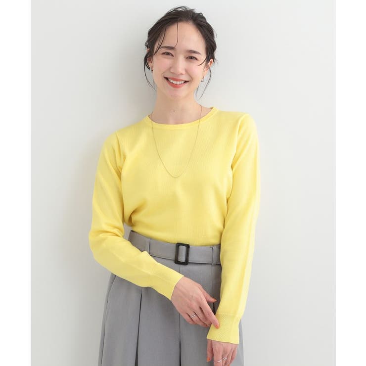 【洗濯機可/S-LL/セットアップ可】シンプルきれい見え クルーネックニット | SHOO・LA・RUE | 詳細画像1 