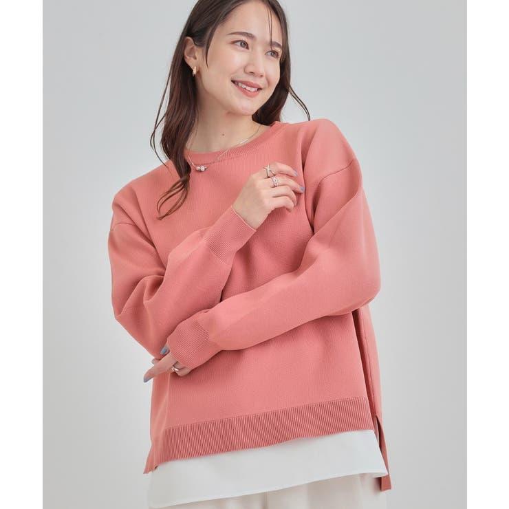 ピンク(072) | 【洗濯機可/S-LL】さらに軽くなった スポンディッシュ裾フェイクトップス | SHOO・LA・RUE