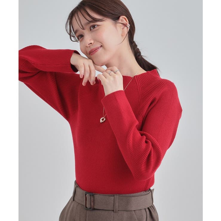レッド(061) | 【絶妙なゆるピタ/洗濯機可】ちくちくしにくい リブハイネックやわらかニット | SHOO・LA・RUE