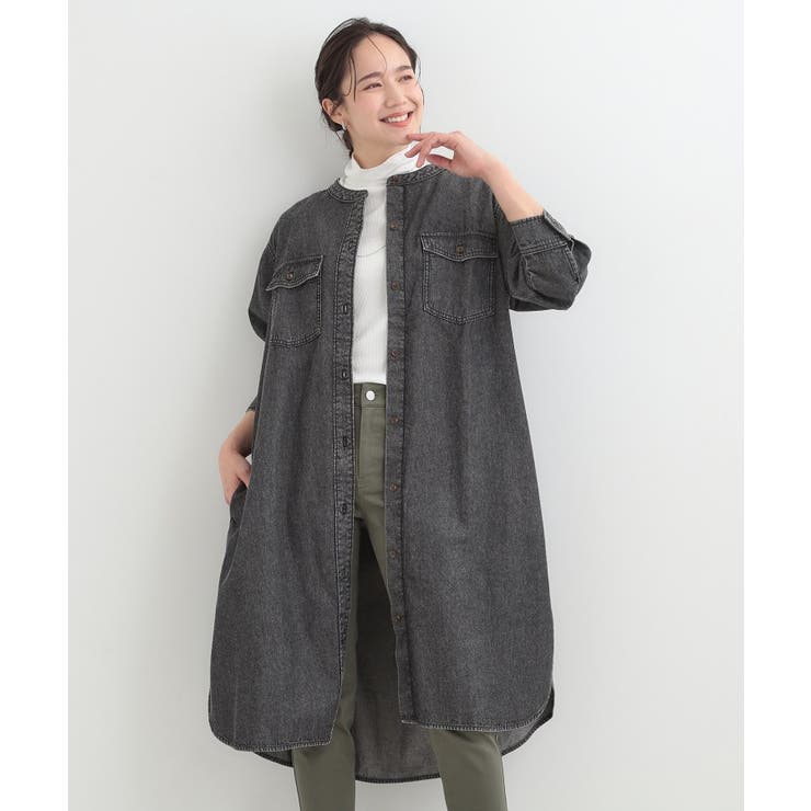 【ライトオンスデニム/S-LL】体型カバーにも ロングデニムシャツワンピース | SHOO・LA・RUE | 詳細画像1 