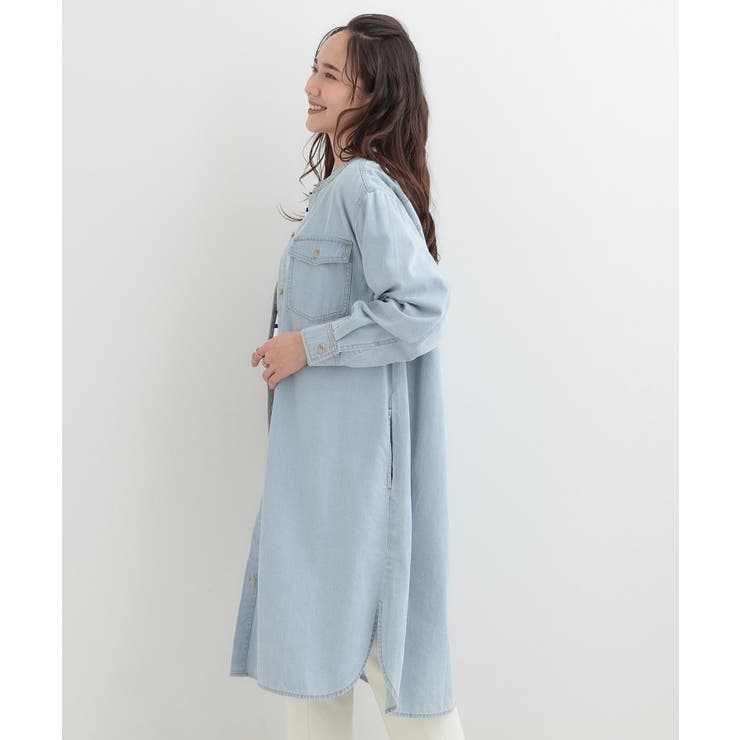 【ライトオンスデニム/S-LL】体型カバーにも ロングデニムシャツワンピース | SHOO・LA・RUE | 詳細画像6 